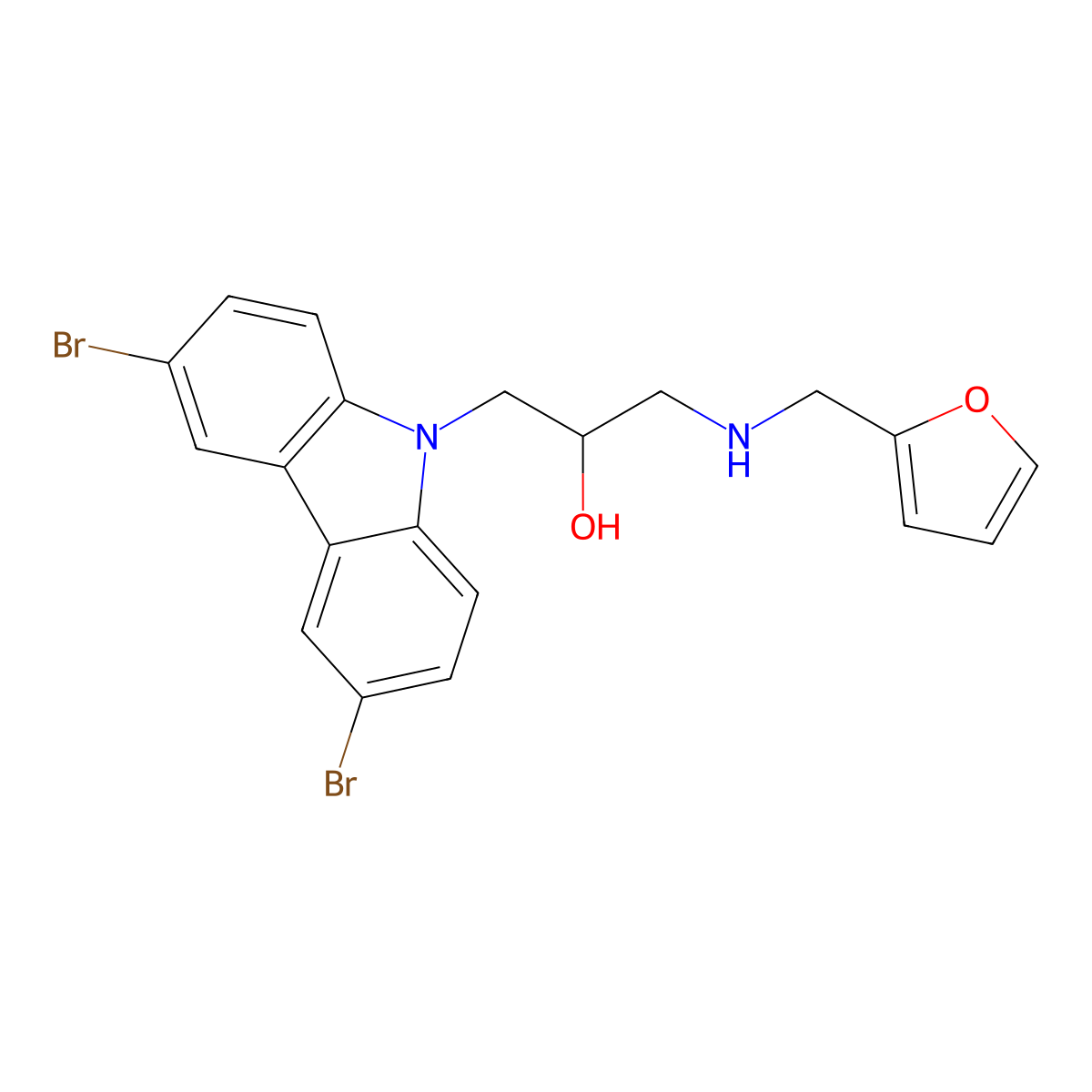 1-(3,6-Dibromo-carbazol-9-yl)-3-[(furan-2-ylmethyl)-amino]-propan-2-ol molecular structure, CAS 325695-36-1