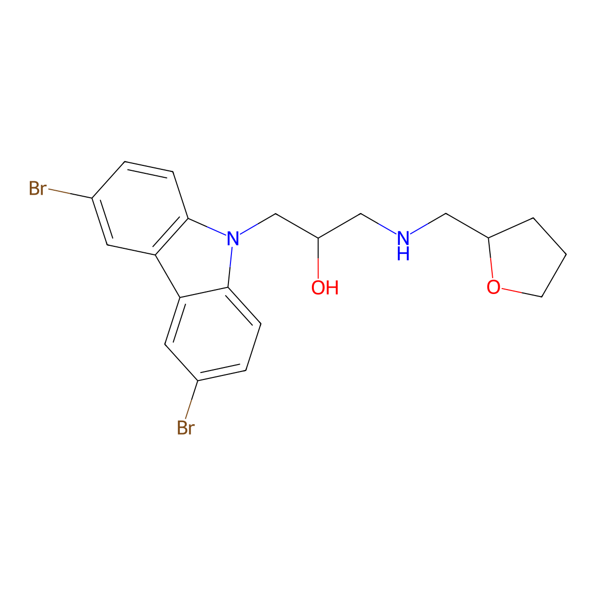 1-(3,6-Dibromo-carbazol-9-yl)-3-[(tetrahydro-furan-2-ylmethyl)-amino]-propan-2-ol molecular structure, CAS 325695-37-2