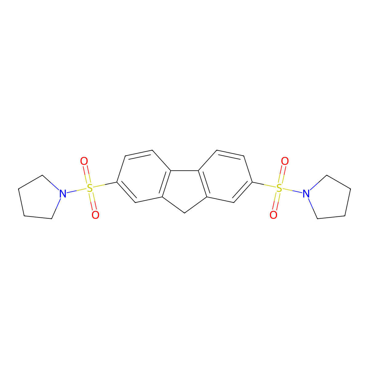 2,7-bis(pyrrolidin-1-ylsulfonyl)-9H-fluorene molecular structure, CAS 325695-56-5