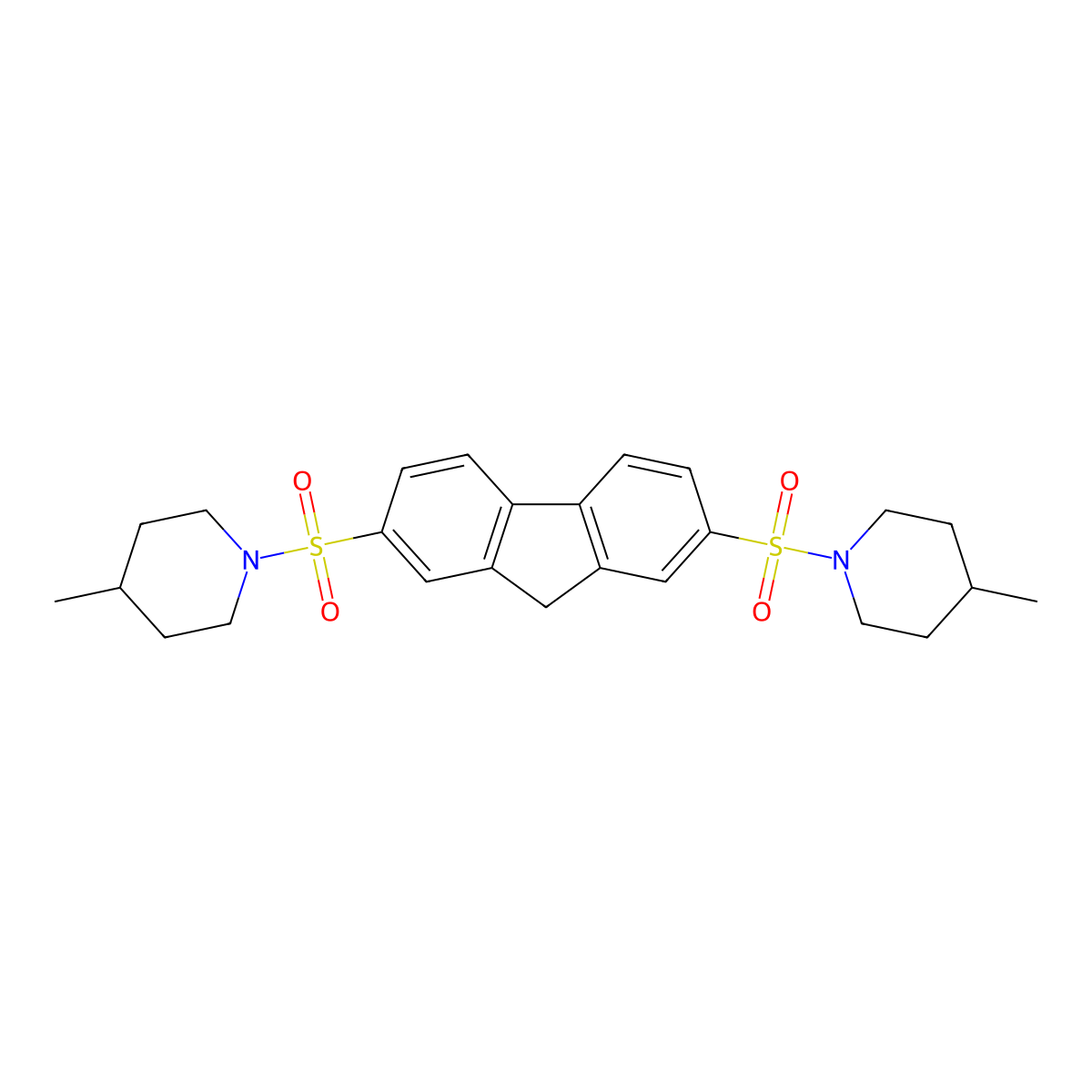 2,7-bis((4-methylpiperidin-1-yl)sulfonyl)-9H-fluorene molecular structure, CAS 325695-60-1