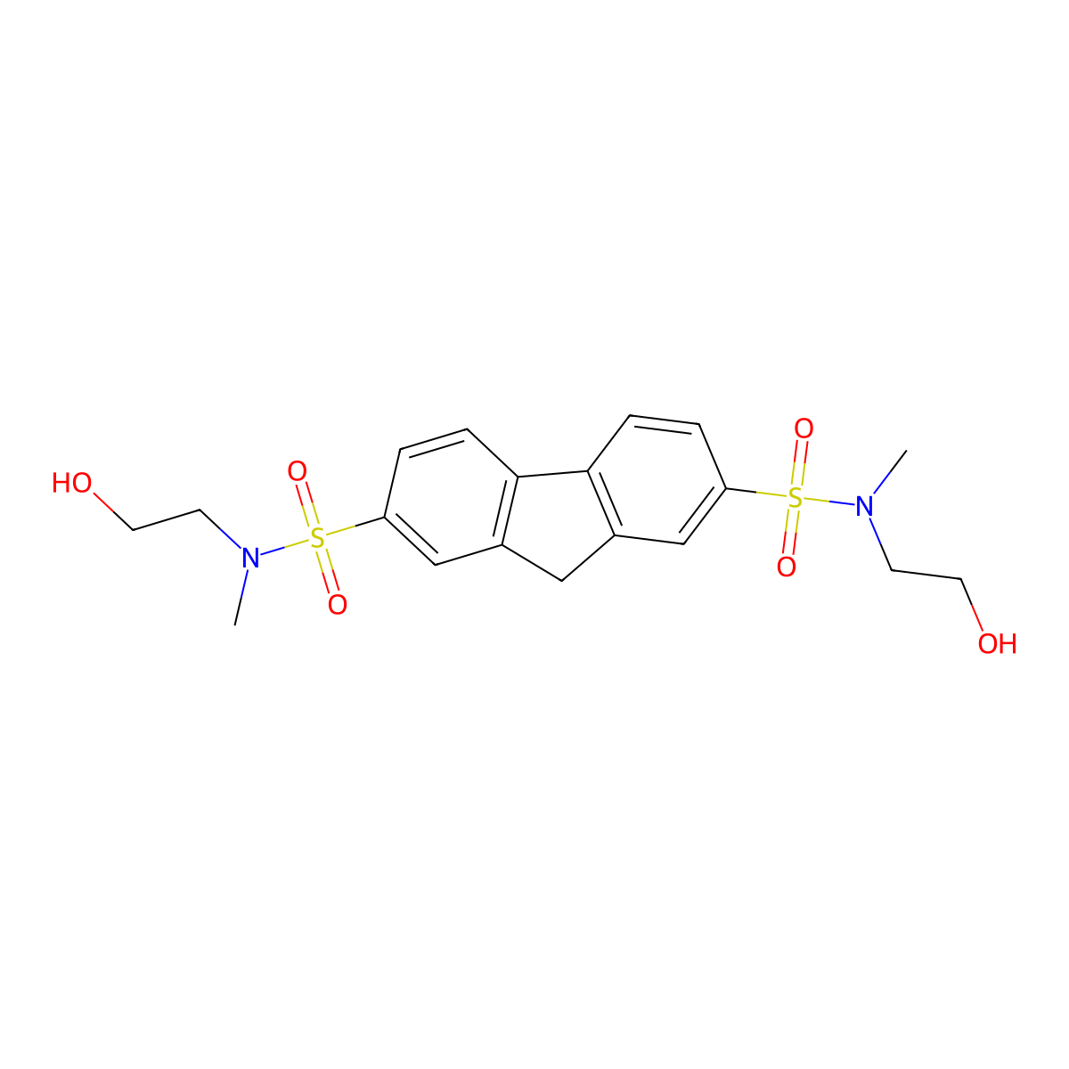 N2,N7-bis(2-hydroxyethyl)-N2,N7-dimethyl-9H-fluorene-2,7-disulfonamide molecular structure, CAS 325695-63-4
