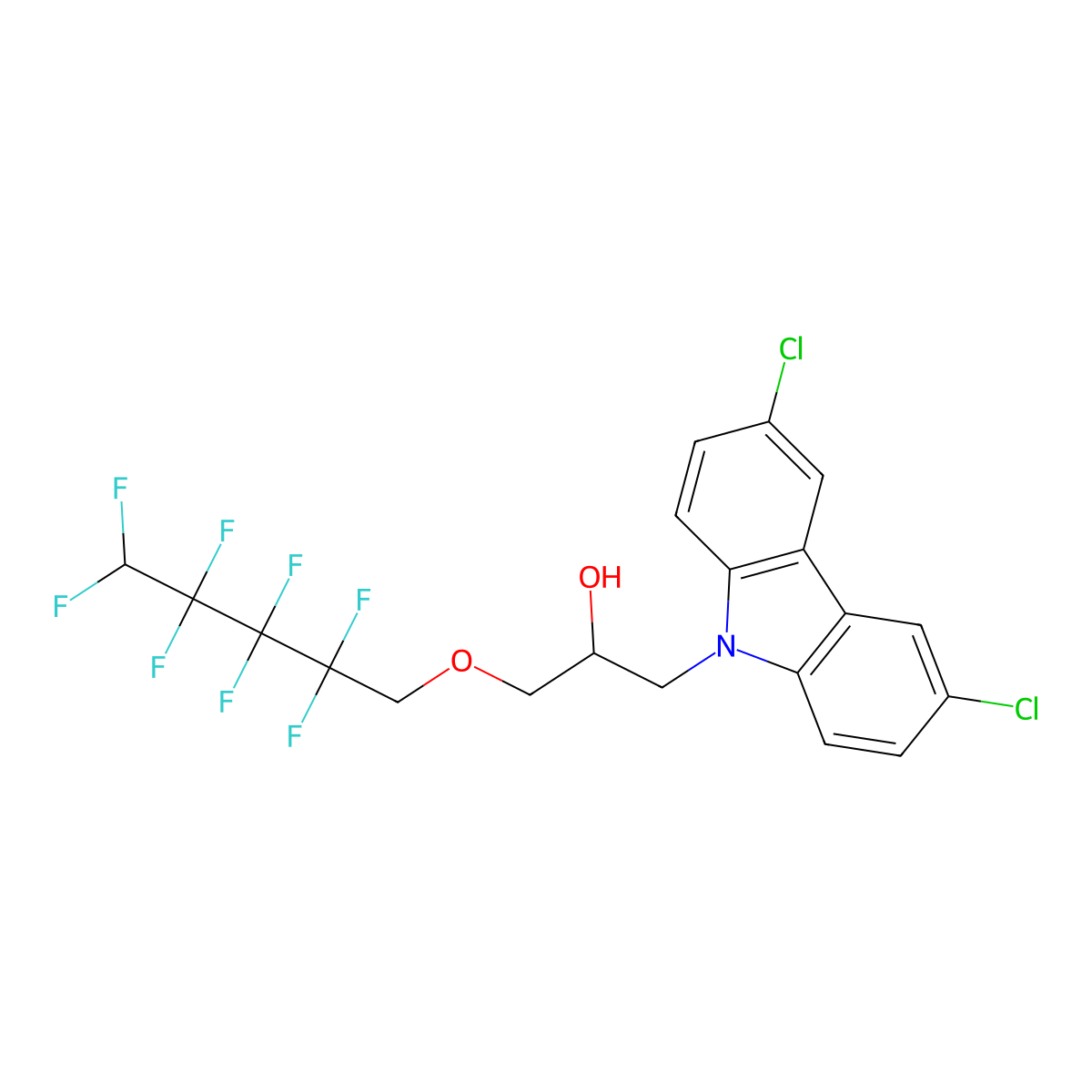 1-(3,6-Dichloro-carbazol-9-yl)-3-(2,2,3,3,4,4,5,5-octafluoro-pentyloxy)-propan-2-ol molecular structure, CAS 325695-83-8