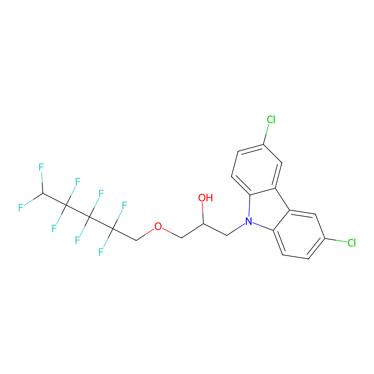1-(3,6-Dichloro-carbazol-9-yl)-3-(2,2,3,3,4,4,5,5-octafluoro-pentyloxy)-propan-2-ol molecular structure, CAS 325695-83-8
