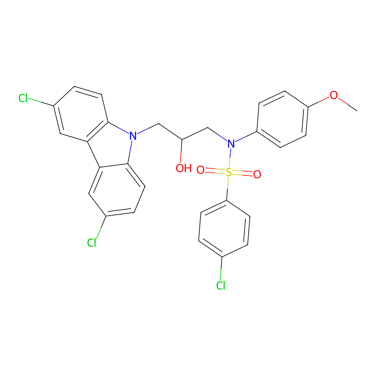 4-chloro-N-(3-(3,6-dichloro-9H-carbazol-9-yl)-2-hydroxypropyl)-N-(4-methoxyphenyl)benzenesulfonamide molecular structure, CAS 325695-85-0