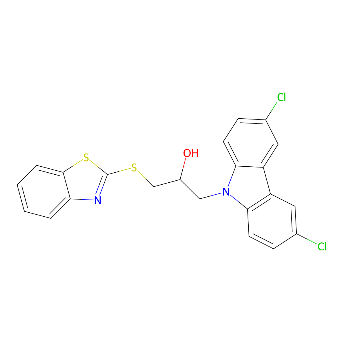 1-(1,3-Benzothiazol-2-ylsulfanyl)-3-(3,6-dichlorocarbazol-9-yl)propan-2-ol molecular structure, CAS 325695-98-5