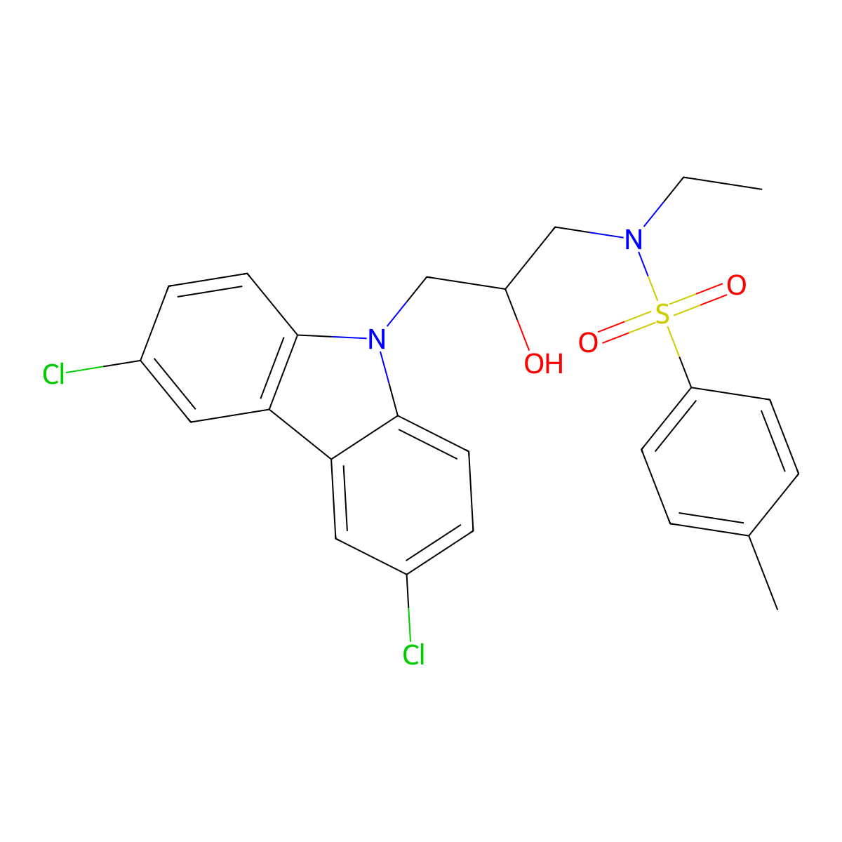 N-[3-(3,6-dichlorocarbazol-9-yl)-2-hydroxypropyl]-N-ethyl-4-methylbenzenesulfonamide molecular structure, CAS 325696-01-3