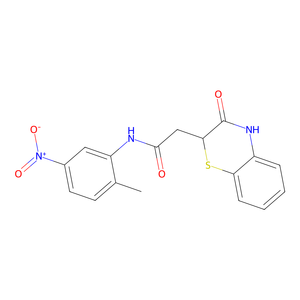 N-(2-methyl-5-nitrophenyl)-2-(3-oxo-3,4-dihydro-2H-1,4-benzothiazin-2-yl)acetamide molecular structure, CAS 325697-69-6