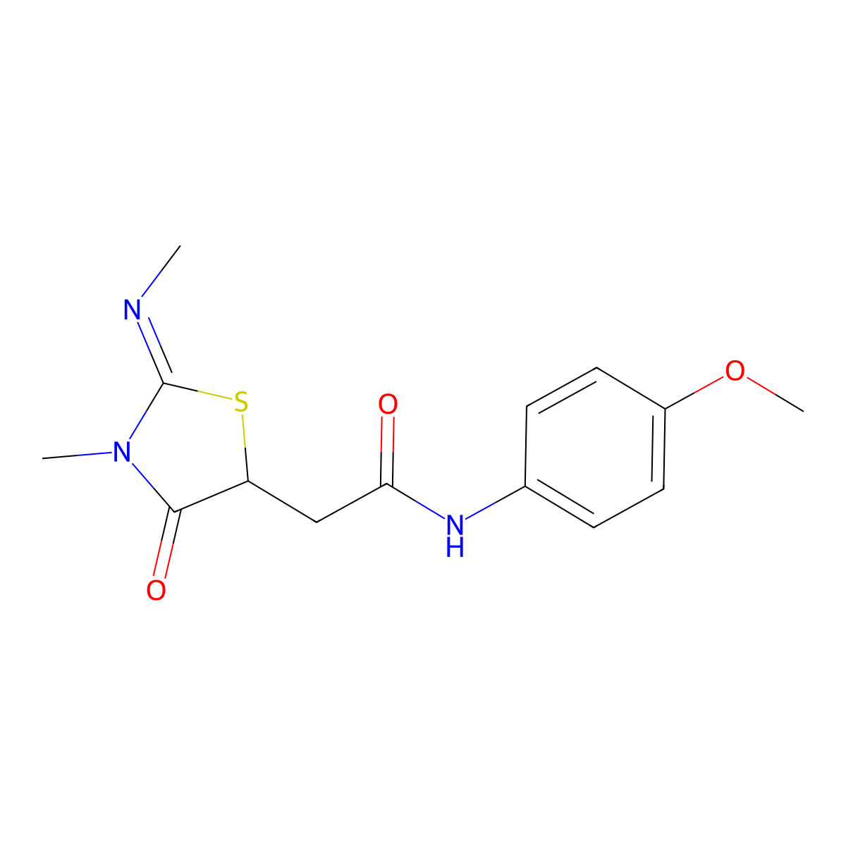 N-(4-methoxyphenyl)-2-(3-methyl-2-methylimino-4-oxo-1,3-thiazolidin-5-yl)acetamide molecular structure, CAS 325697-74-3