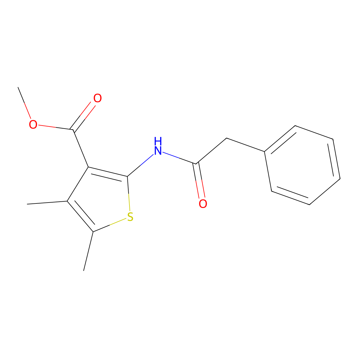 Methyl 4,5-dimethyl-2-(2-phenylacetamido)thiophene-3-carboxylate molecular structure, CAS 325697-98-1