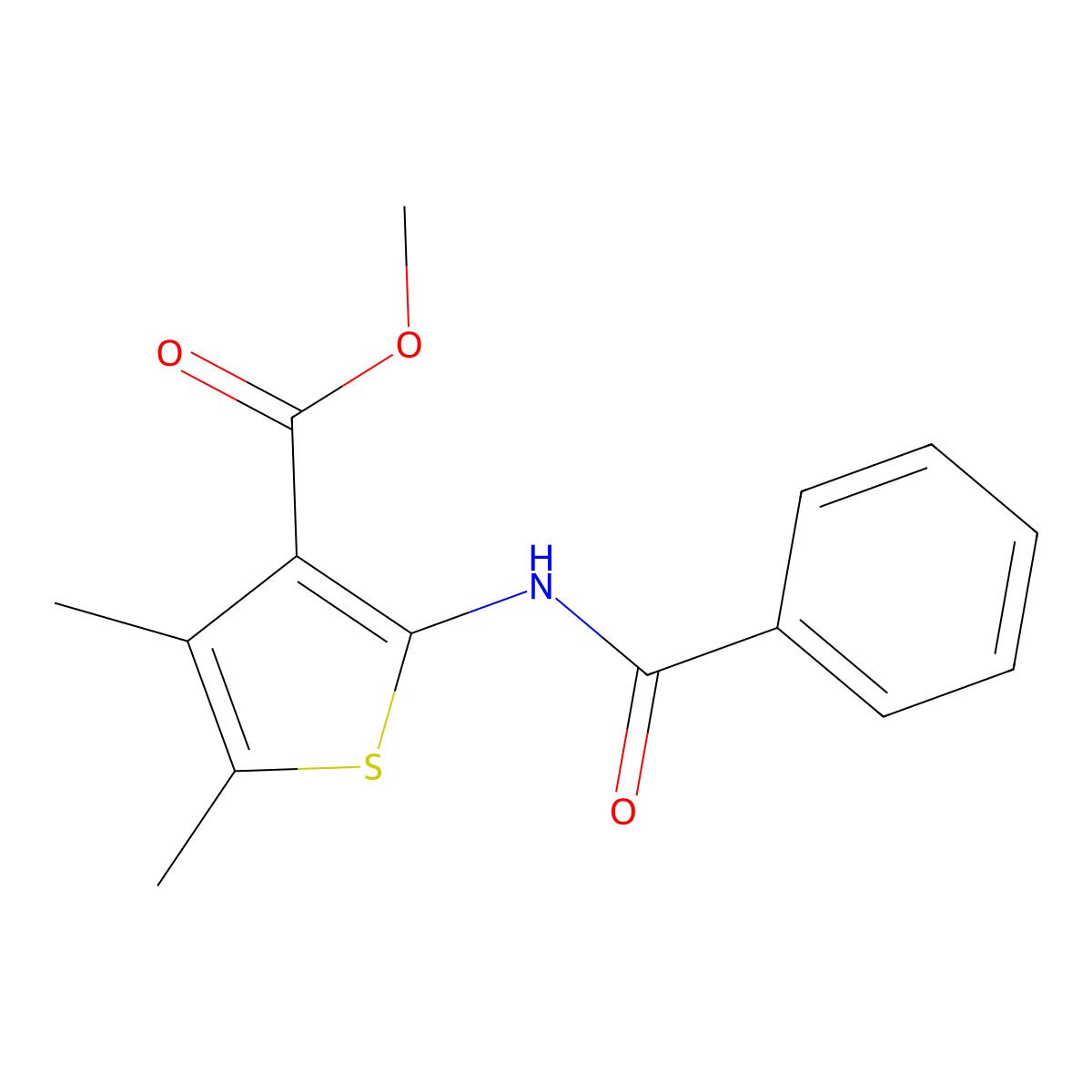 Methyl 2-benzamido-4,5-dimethylthiophene-3-carboxylate molecular structure, CAS 325698-04-2