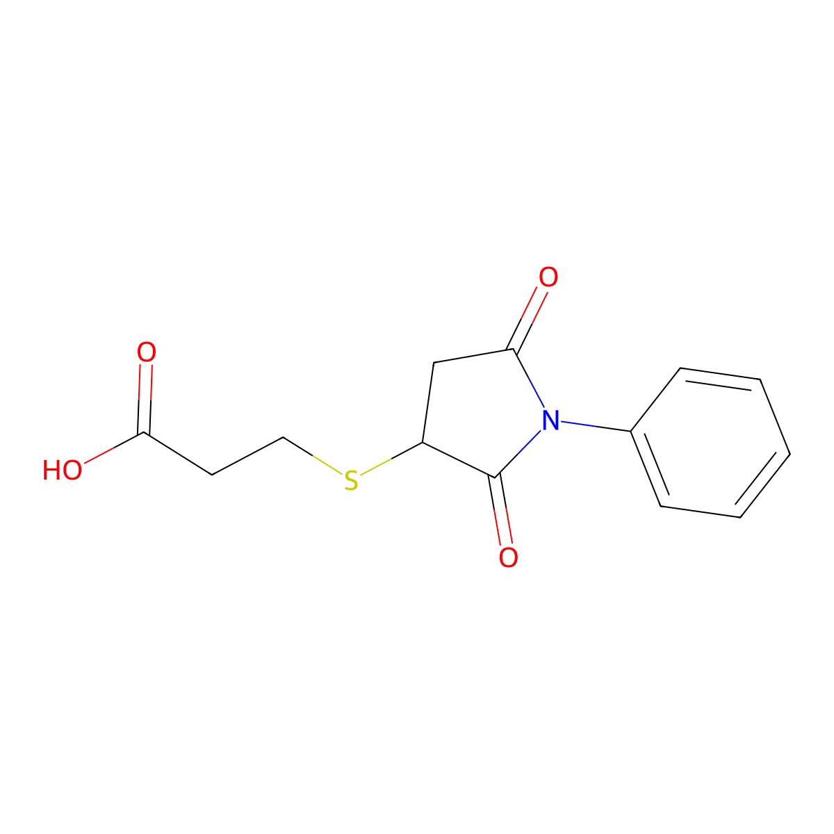 3-(2,5-Dioxo-1-phenylazolidin-3-ylthio)propanoic acid molecular structure, CAS 325699-35-2