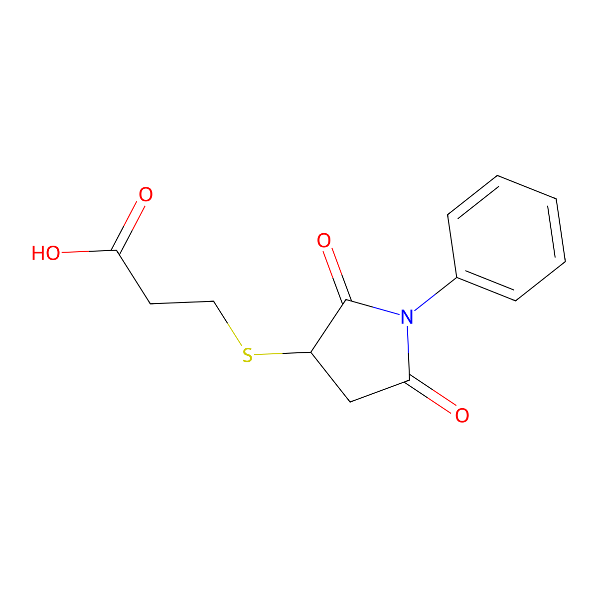 3-(2,5-Dioxo-1-phenylazolidin-3-ylthio)propanoic acid molecular structure, CAS 325699-35-2