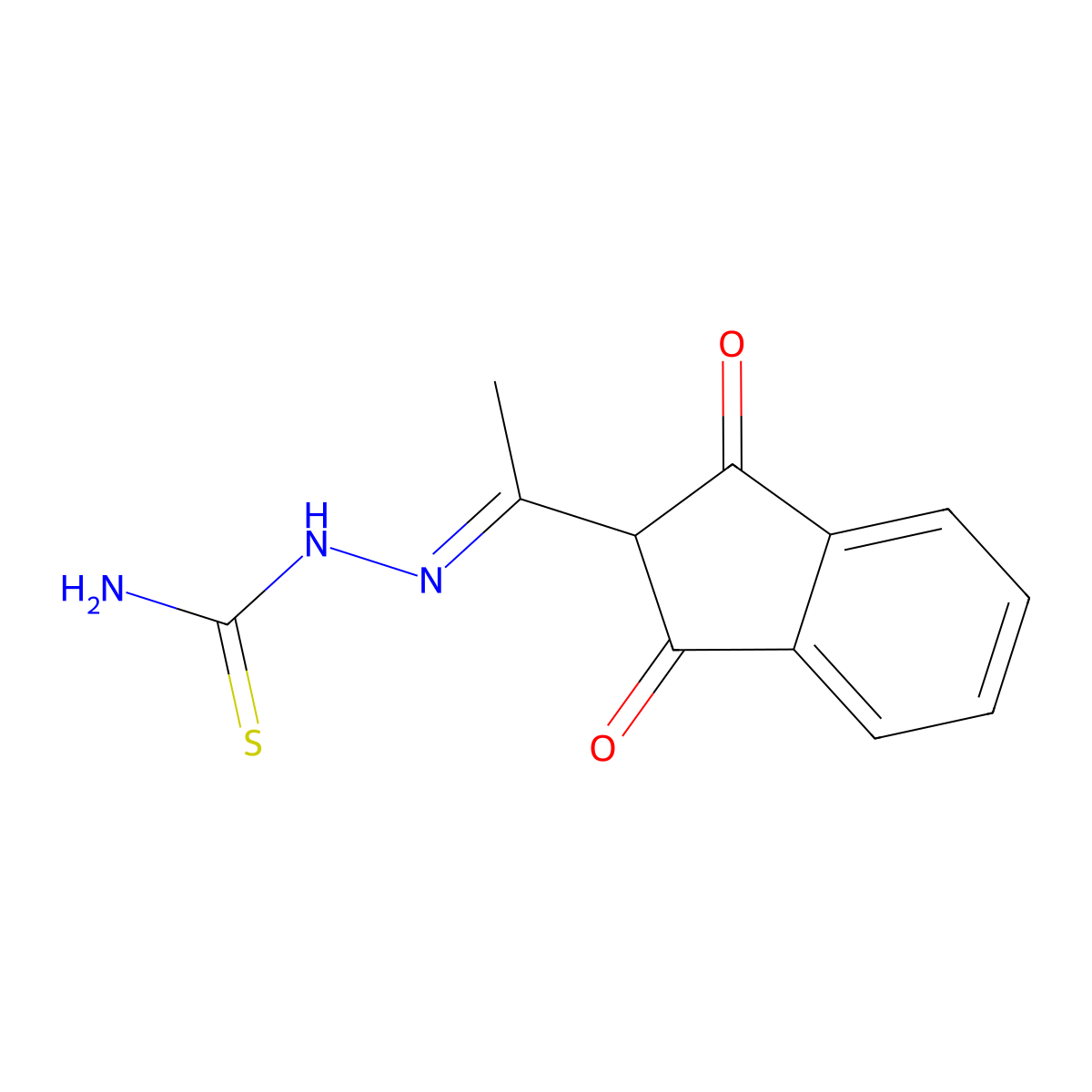 [1-(1,3-Dioxoinden-2-yl)ethylideneamino]thiourea molecular structure, CAS 325699-54-5