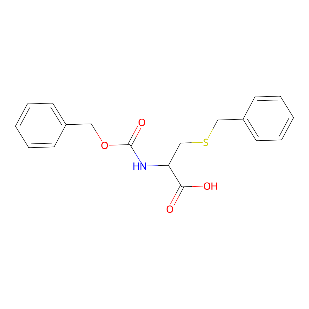 N-((Phenylmethoxy)carbonyl)-S-(phenylmethyl)-L-cysteine molecular structure, CAS 3257-18-9