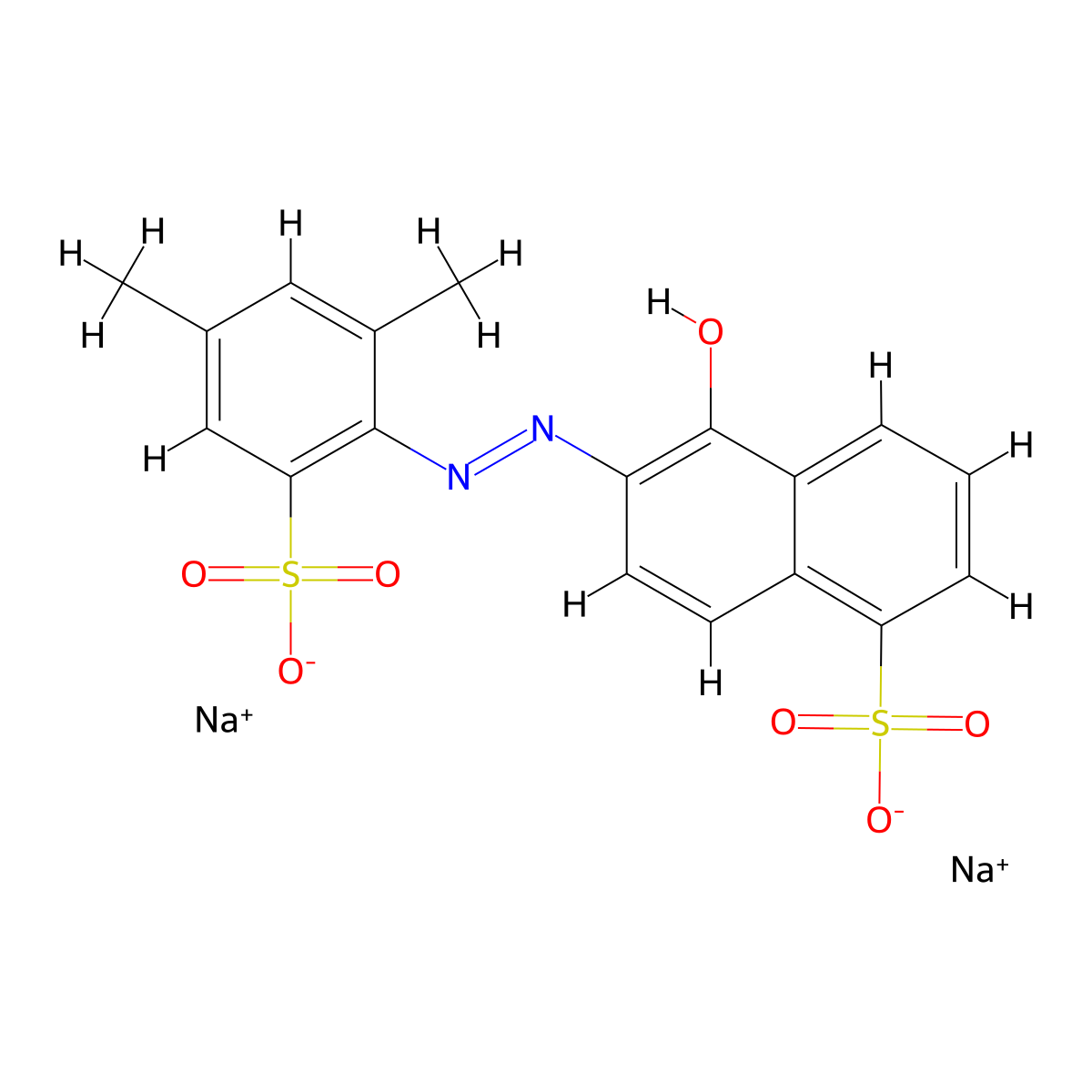 1-naphthalenesulfonic acid, 6-((2,4-dimethyl-6-sulfophenyl)azo)-5-hydroxy-, disodium salt molecular structure, CAS 3257-28-1
