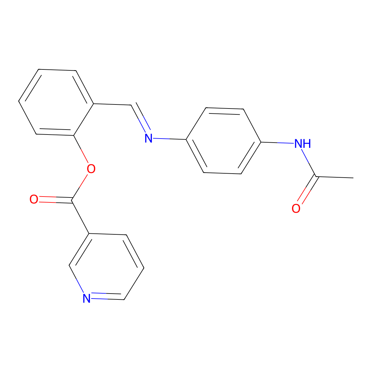 (E)-2-(((4-acetamidophenyl)imino)methyl)phenyl nicotinate molecular structure, CAS 325700-31-0