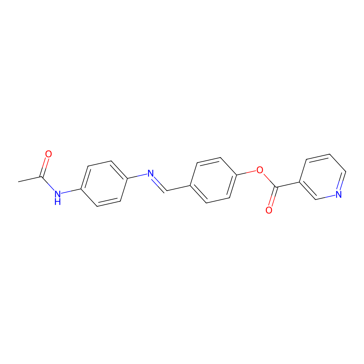 (E)-4-(((4-acetamidophenyl)imino)methyl)phenyl nicotinate molecular structure, CAS 325700-32-1