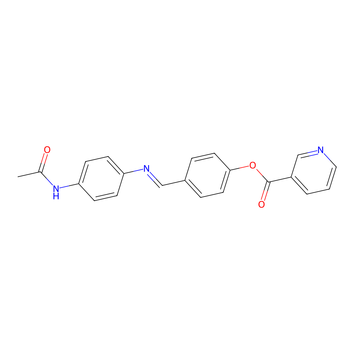 (E)-4-(((4-acetamidophenyl)imino)methyl)phenyl nicotinate molecular structure, CAS 325700-32-1