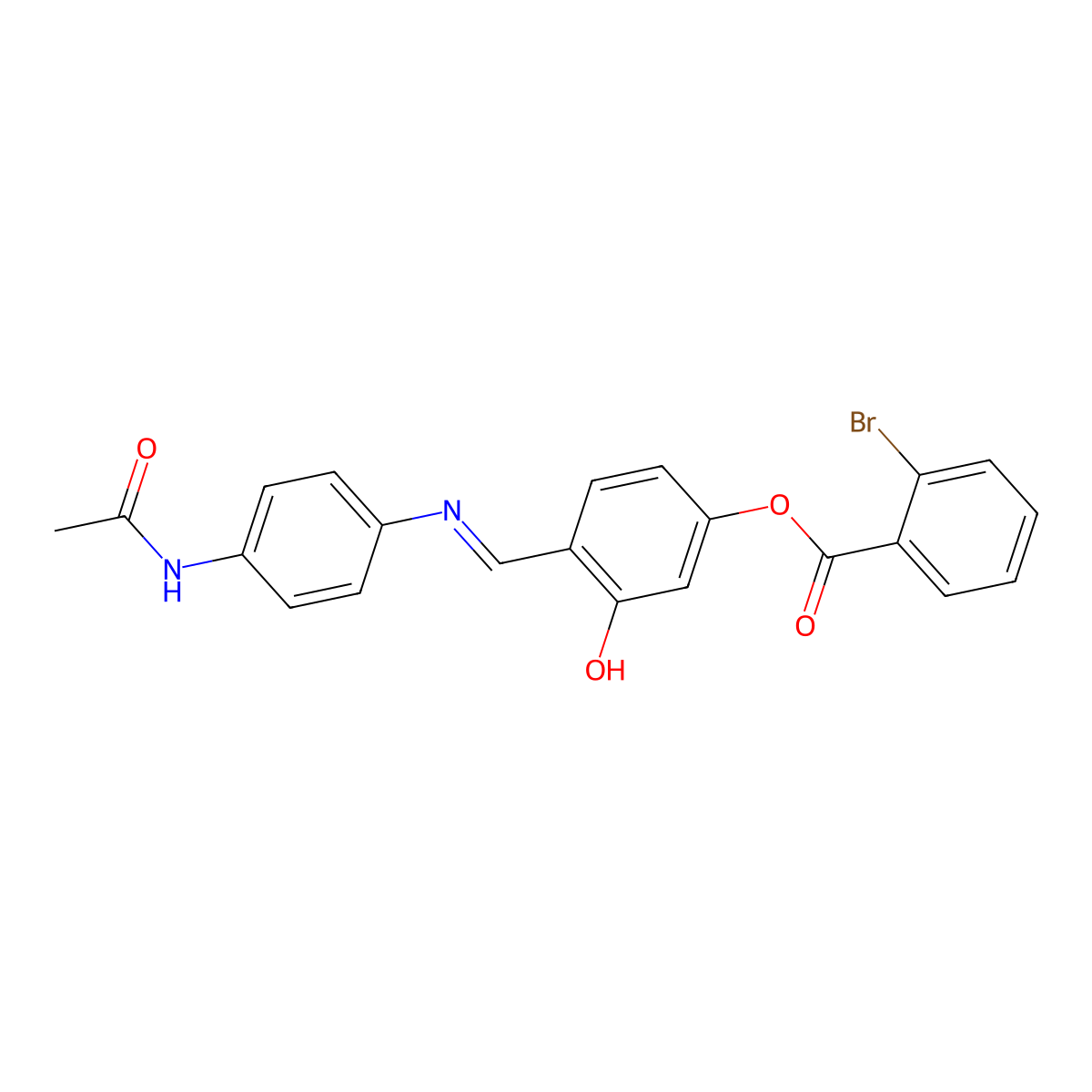 (E)-4-(((4-acetamidophenyl)imino)methyl)-3-hydroxyphenyl 2-bromobenzoate molecular structure, CAS 325700-36-5