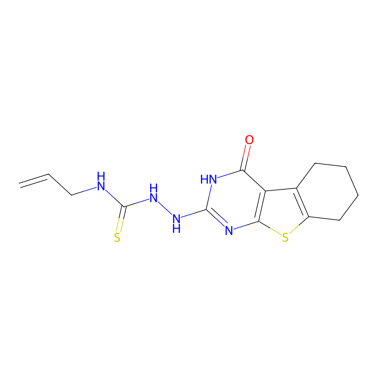 2-(4-oxo-3,4,5,6,7,8-hexahydro[1]benzothieno[2,3-d]pyrimidin-2-yl)-N-(prop-2-en-1-yl)hydrazinecarbothioamide molecular structure, CAS 325700-55-8