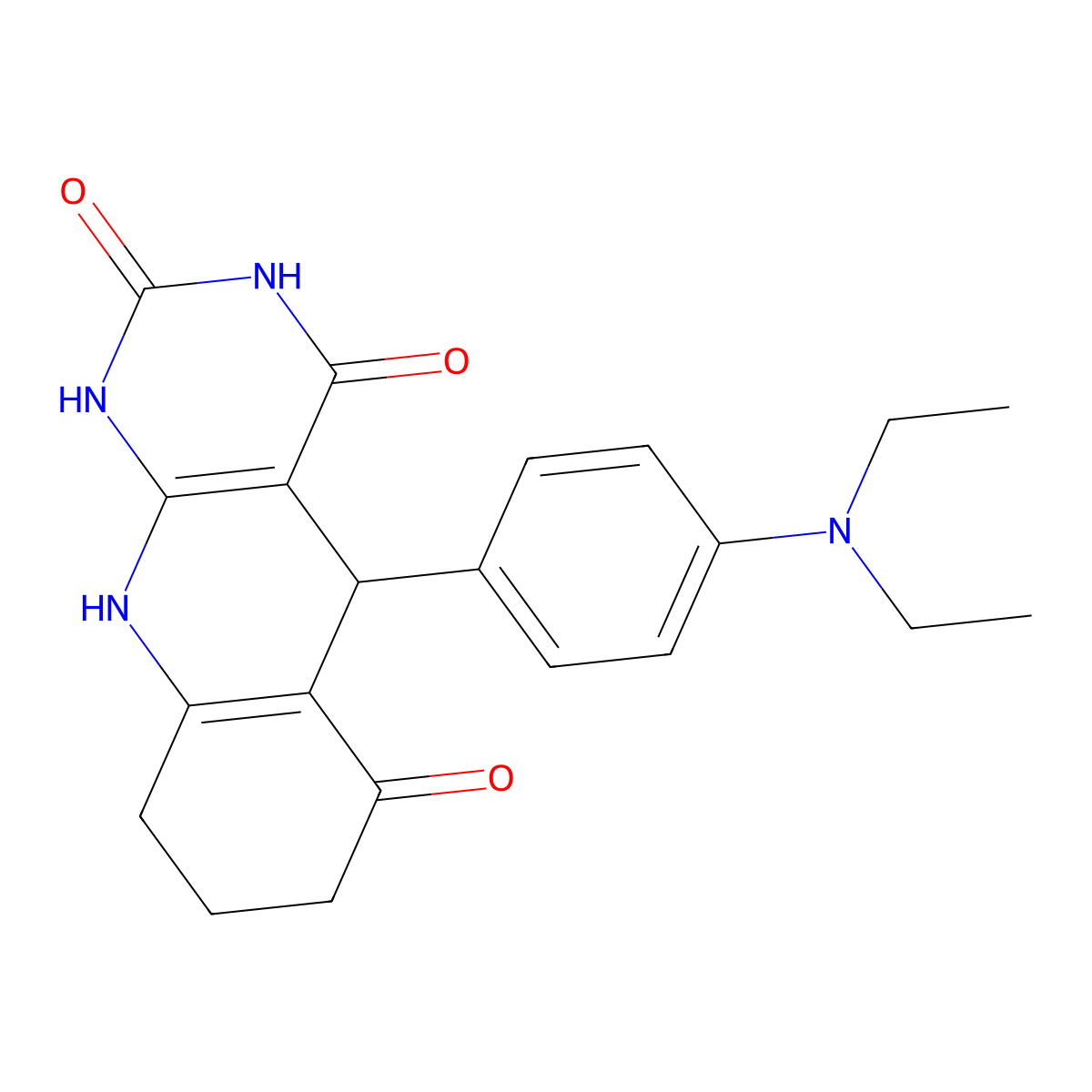 5-[4-(Diethylamino)phenyl]-1,5,7,8,9,10-hexahydropyrimido[4,5-b]quinoline-2,4,6-trione molecular structure, CAS 325701-39-1
