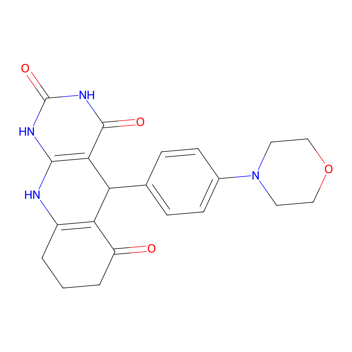 5-(4-Morpholin-4-ylphenyl)-1,5,7,8,9,10-hexahydropyrimido[4,5-b]quinoline-2,4,6-trione molecular structure, CAS 325701-43-7