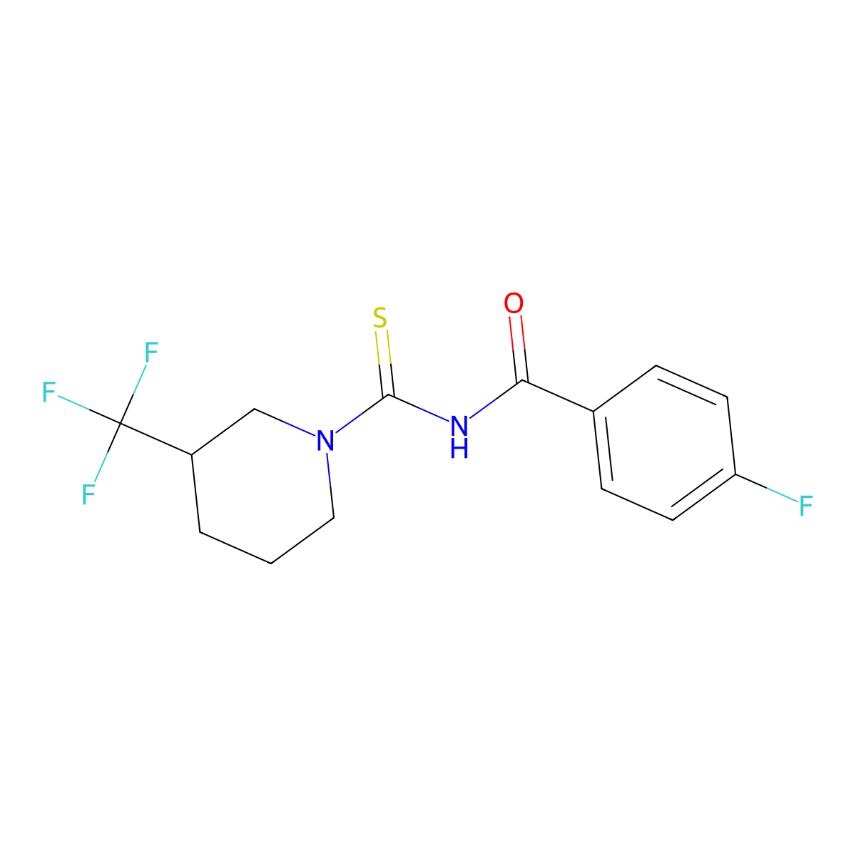 4-fluoro-N-[3-(trifluoromethyl)piperidine-1-carbothioyl]benzamide molecular structure, CAS 325702-06-5