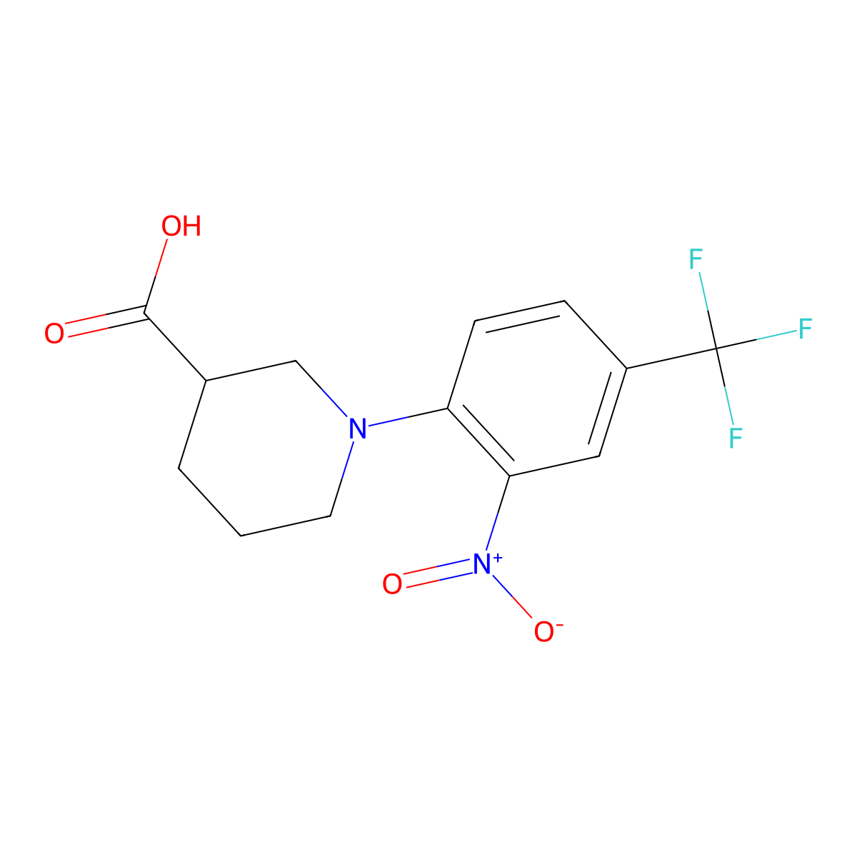 1-[2-nitro-4-(trifluoromethyl)phenyl]piperidine-3-carboxylic Acid molecular structure, CAS 325702-09-8