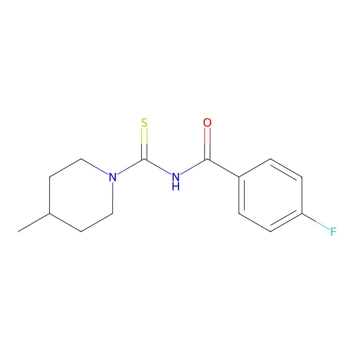 4-fluoro-N-(4-methylpiperidine-1-carbothioyl)benzamide molecular structure, CAS 325702-11-2