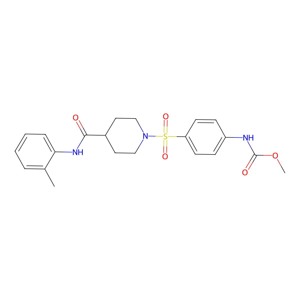 Methyl (4-((4-(o-tolylcarbamoyl)piperidin-1-yl)sulfonyl)phenyl)carbamate molecular structure, CAS 325702-16-7