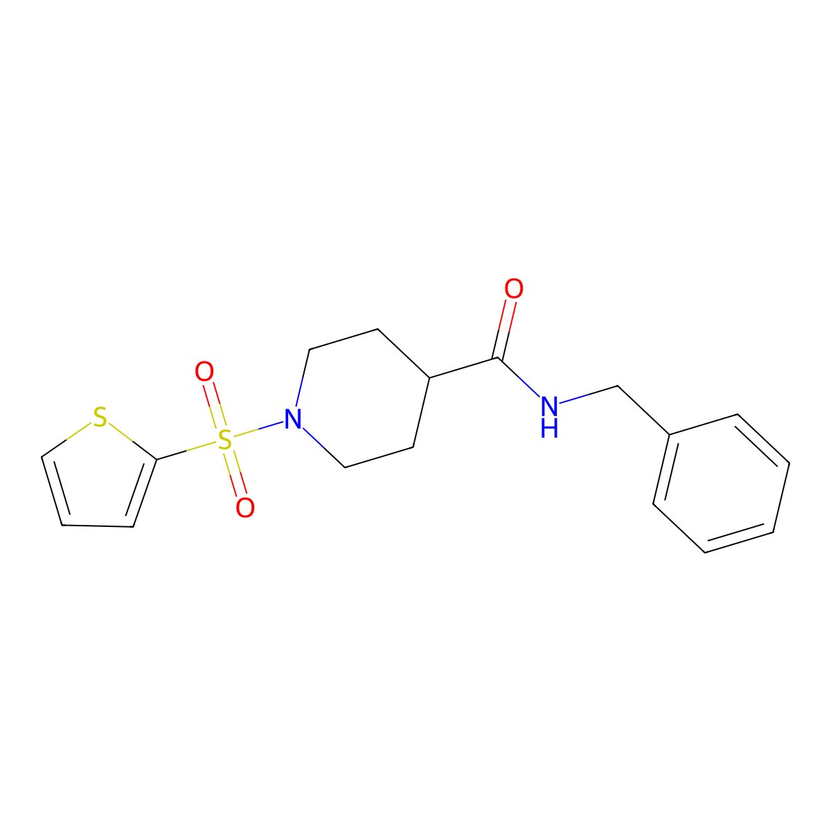 N-benzyl-1-(thiophen-2-ylsulfonyl)piperidine-4-carboxamide molecular structure, CAS 325702-20-3