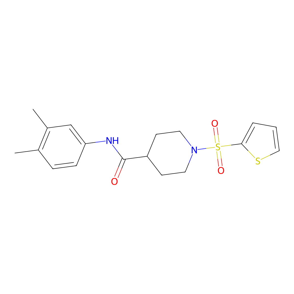 N-(3,4-dimethylphenyl)-1-(thiophen-2-ylsulfonyl)piperidine-4-carboxamide molecular structure, CAS 325702-28-1