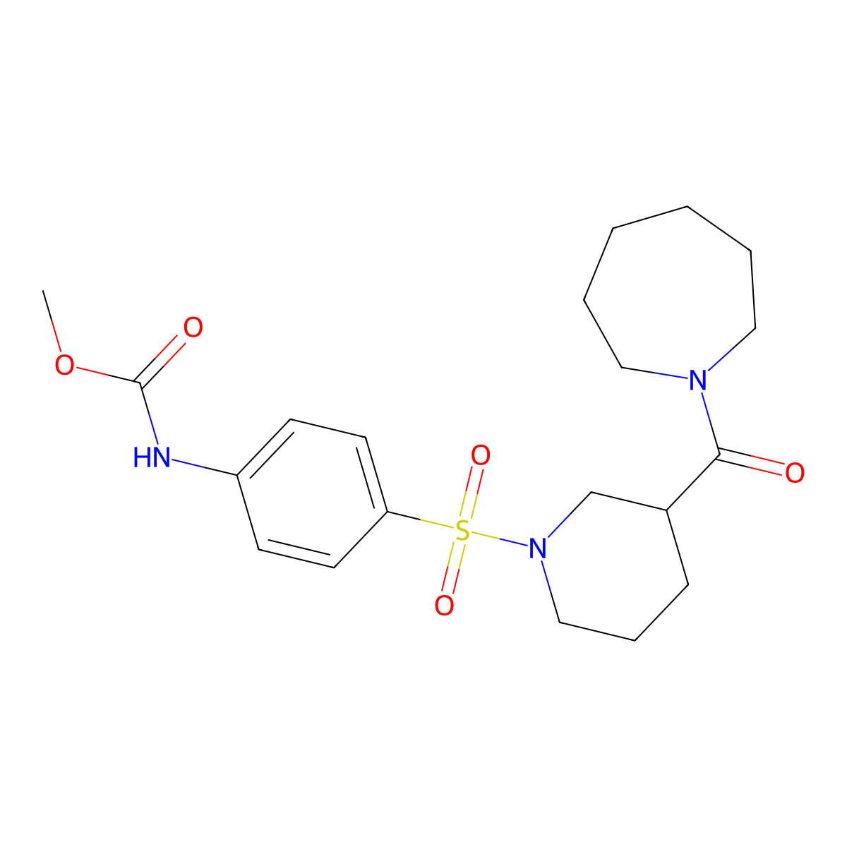 Methyl 4-{[3-(azepan-1-ylcarbonyl)piperidin-1-yl]sulfonyl}phenylcarbamate molecular structure, CAS 325702-37-2