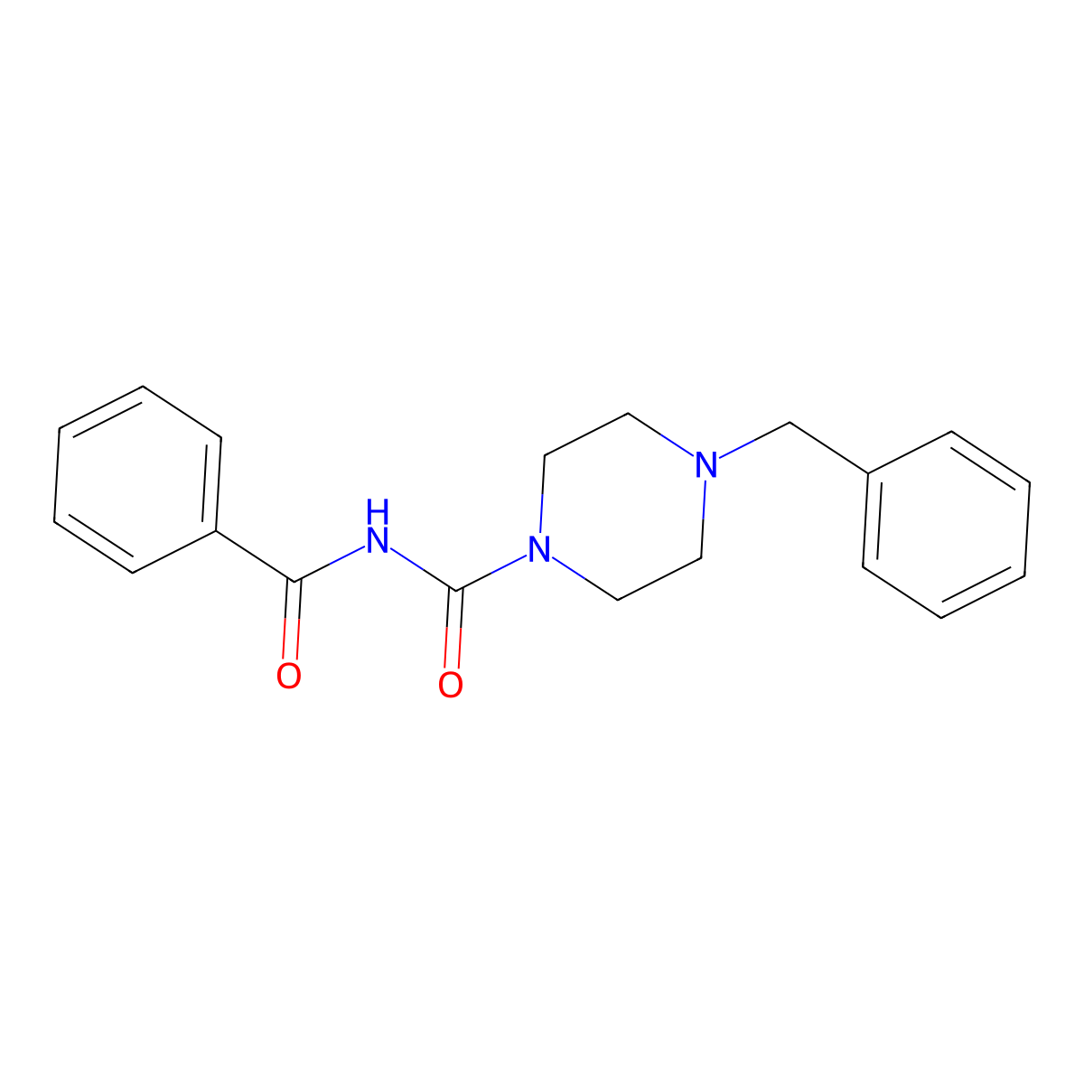 N-benzoyl-4-benzylpiperazine-1-carboxamide molecular structure, CAS 325703-22-8