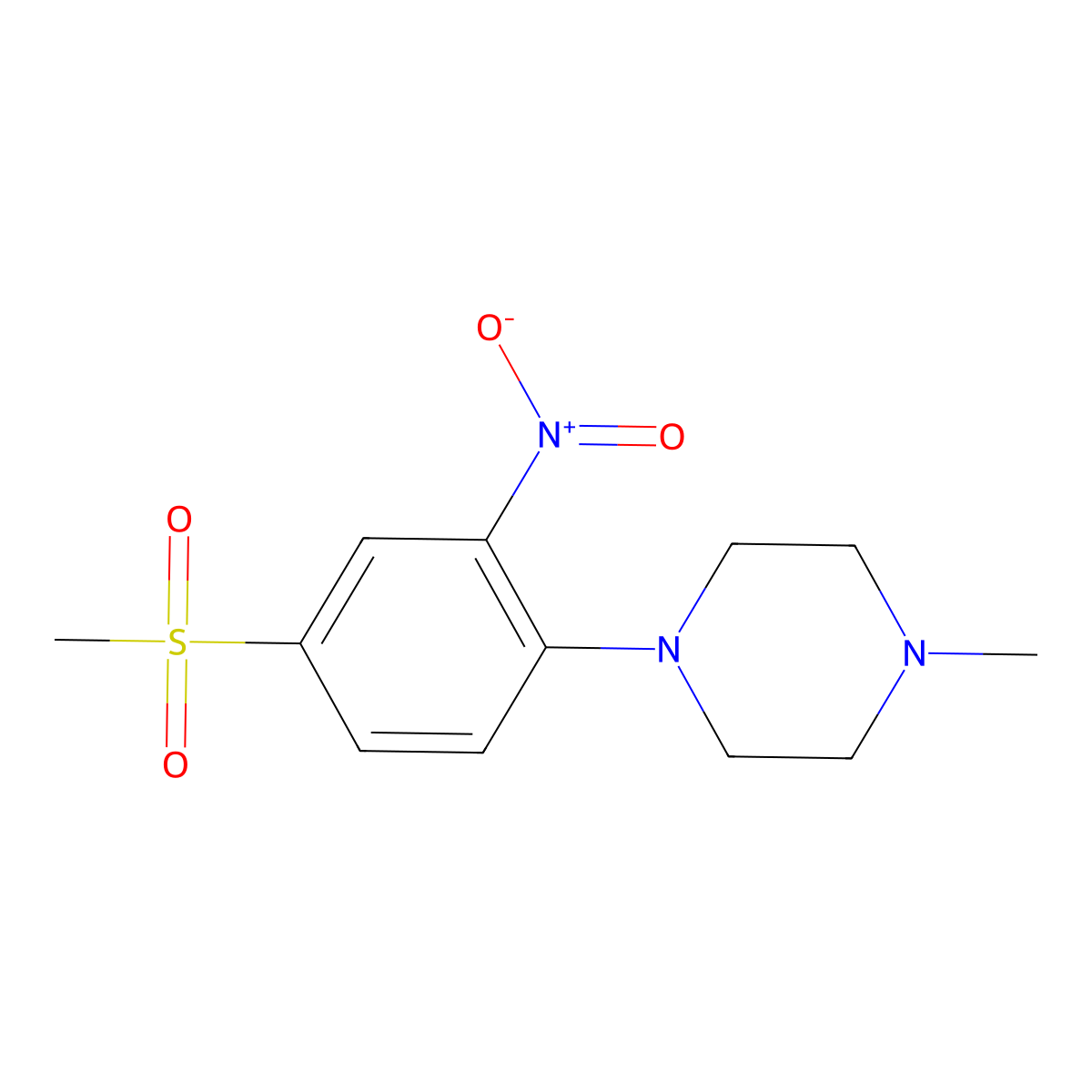 1-Methyl-4-(4-methylsulfonyl-2-nitrophenyl)piperazine molecular structure, CAS 325703-51-3
