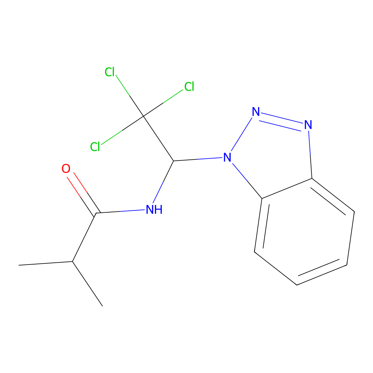 N-[1-(benzotriazol-1-yl)-2,2,2-trichloroethyl]-2-methylpropanamide molecular structure, CAS 325704-40-3