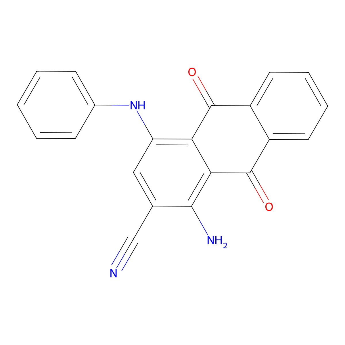 2-Anthracenecarbonitrile, 1-amino-9,10-dihydro-9,10-dioxo-4-(phenylamino)- molecular structure, CAS 32571-82-7