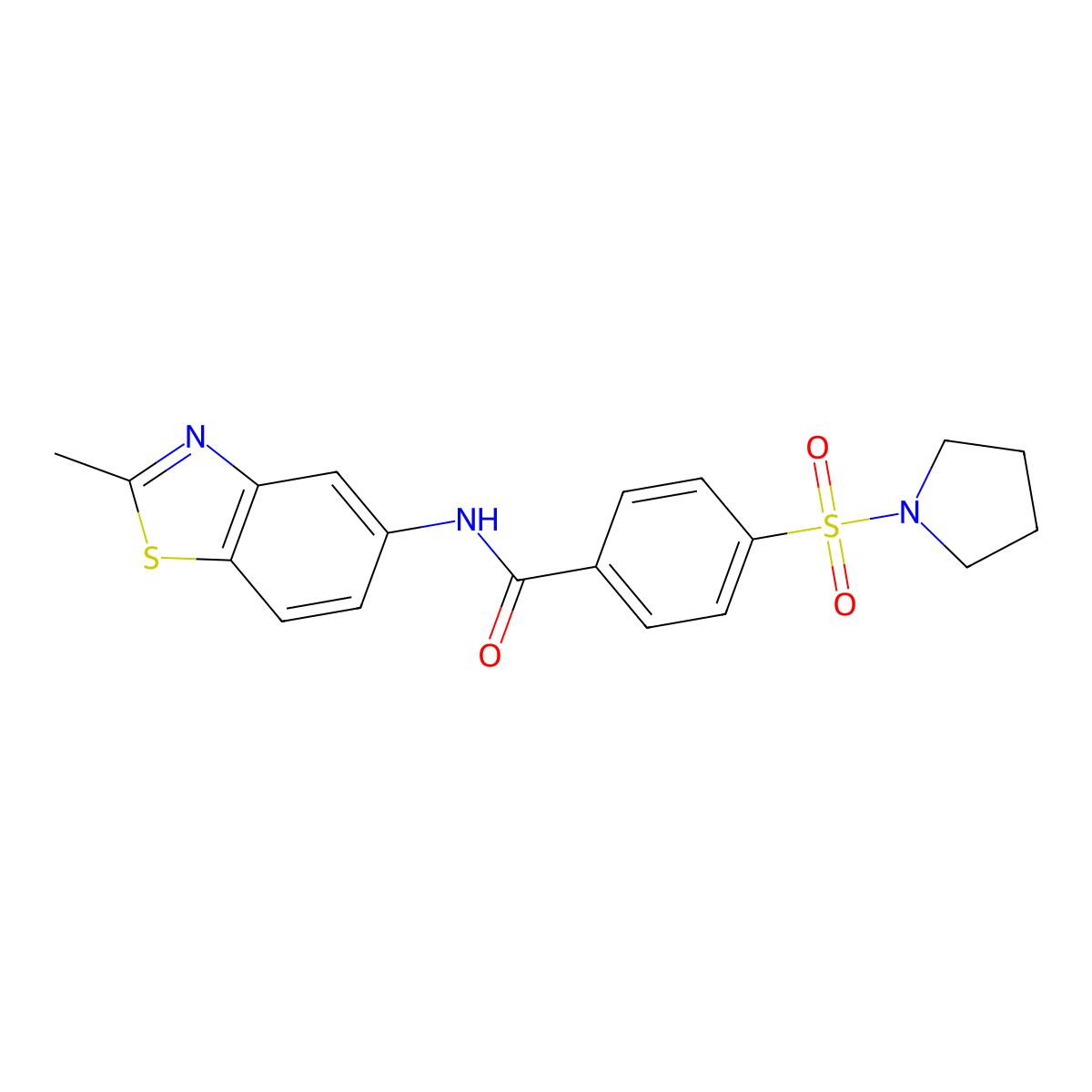 N-(2-methylbenzo[d]thiazol-5-yl)-4-(pyrrolidin-1-ylsulfonyl)benzamide molecular structure, CAS 325720-30-7