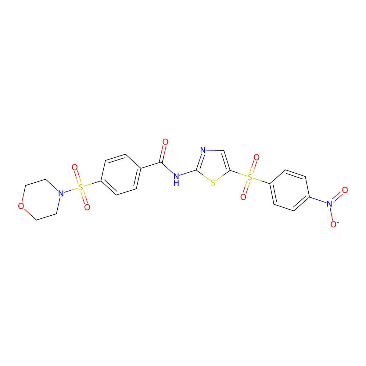 4-(morpholinosulfonyl)-N-(5-((4-nitrophenyl)sulfonyl)thiazol-2-yl)benzamide molecular structure, CAS 325720-34-1