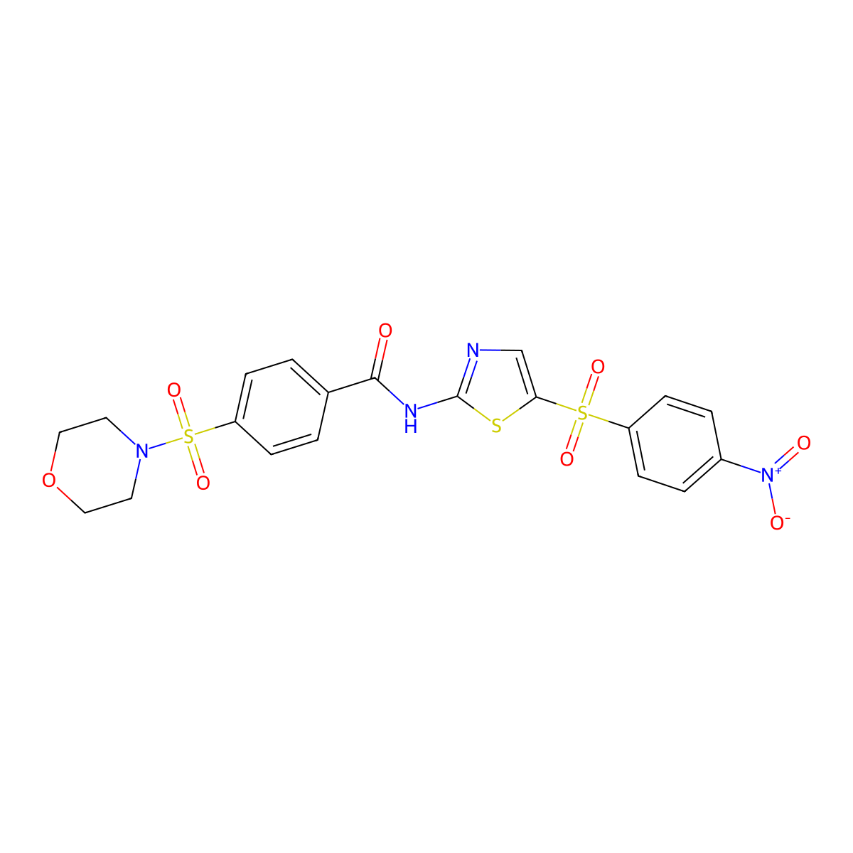 4-(morpholinosulfonyl)-N-(5-((4-nitrophenyl)sulfonyl)thiazol-2-yl)benzamide molecular structure, CAS 325720-34-1