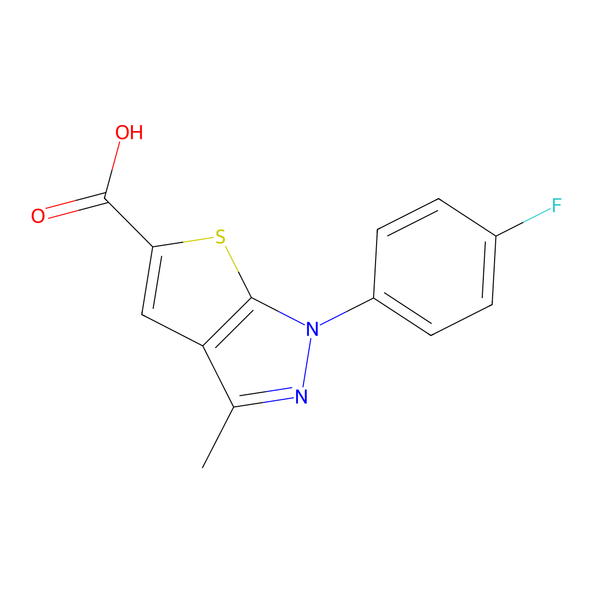 1-(4-fluorophenyl)-3-methyl-1H-thieno(2,3-c)pyrazole-5-carboxylic acid molecular structure, CAS 325721-14-0