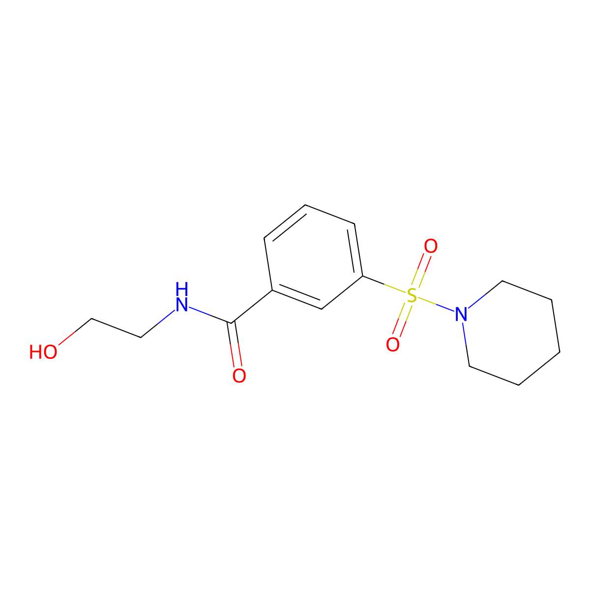 N-(2-hydroxyethyl)-3-(piperidine-1-sulfonyl)benzamide molecular structure, CAS 325721-33-3