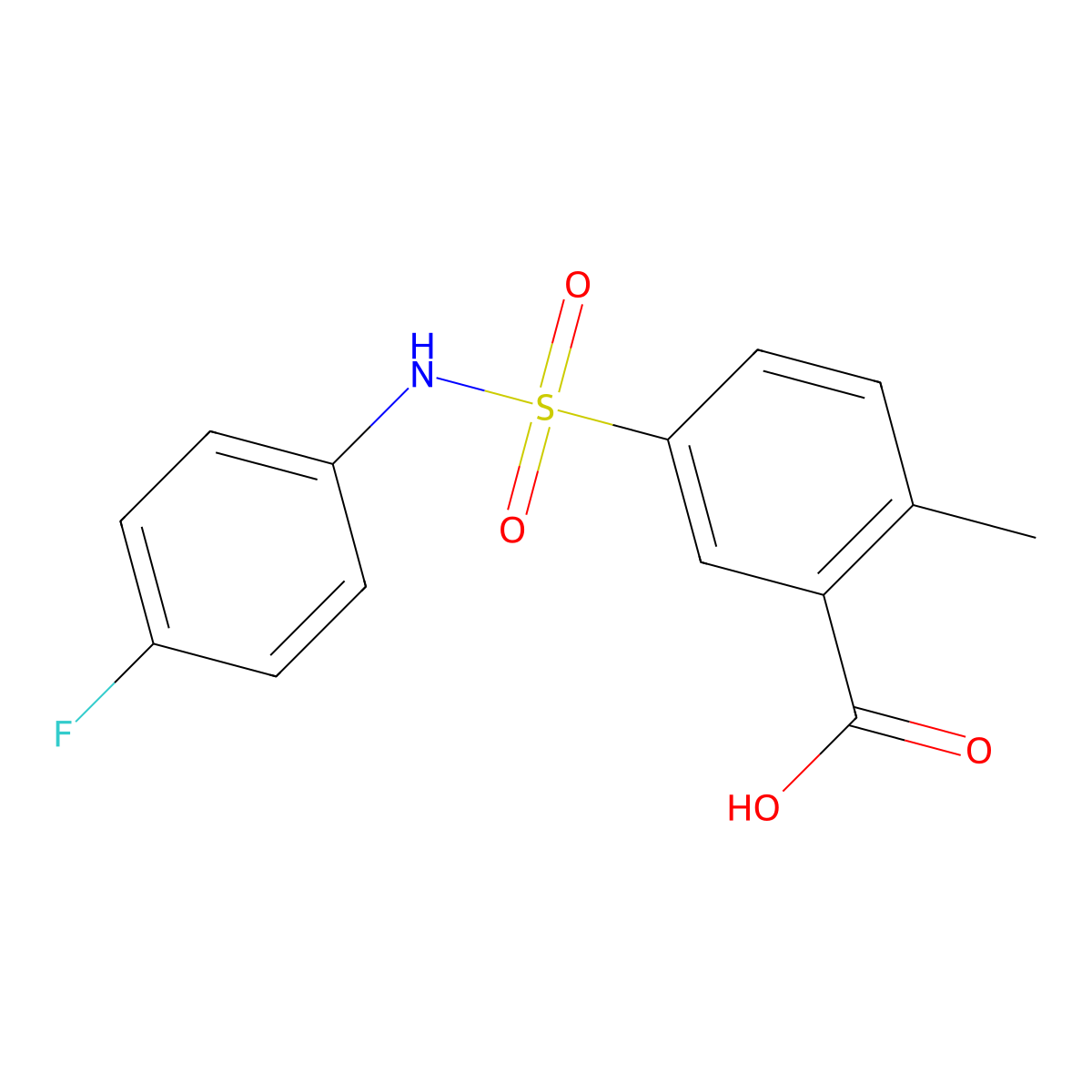 5-[(4-Fluorophenyl)sulfamoyl]-2-methylbenzoic acid molecular structure, CAS 325721-90-2