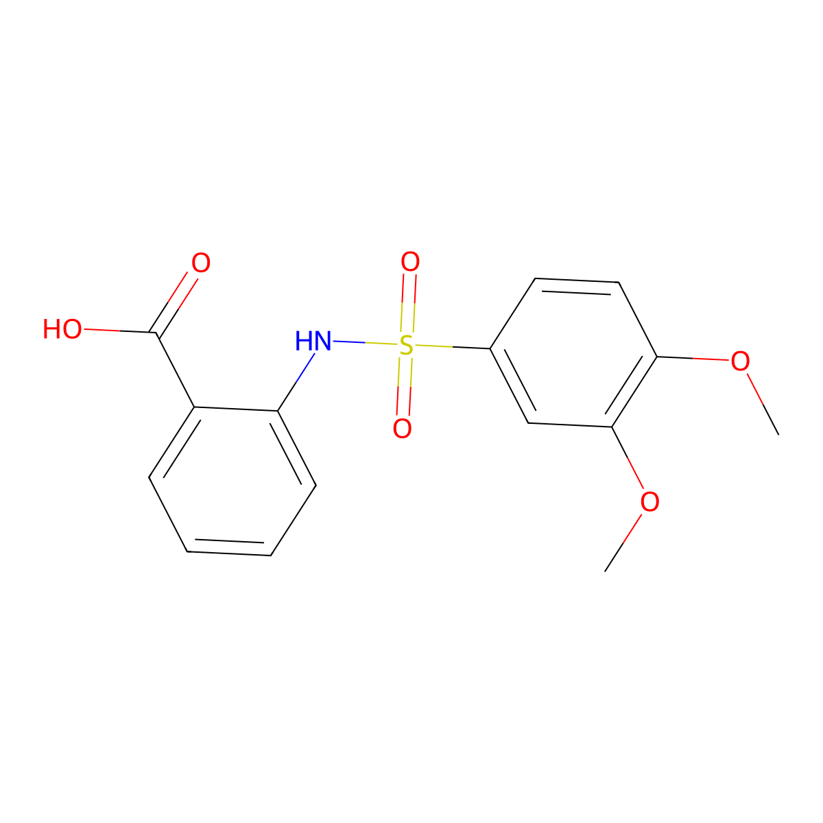 2-(3,4-Dimethoxybenzenesulfonamido)benzoic acid molecular structure, CAS 325721-96-8