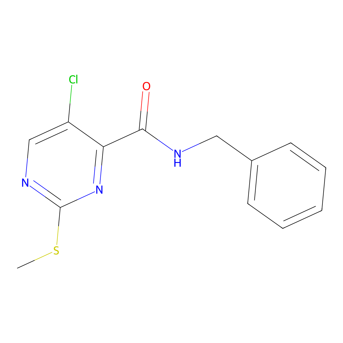 N-benzyl-5-chloro-2-(methylsulfanyl)pyrimidine-4-carboxamide molecular structure, CAS 325723-06-6