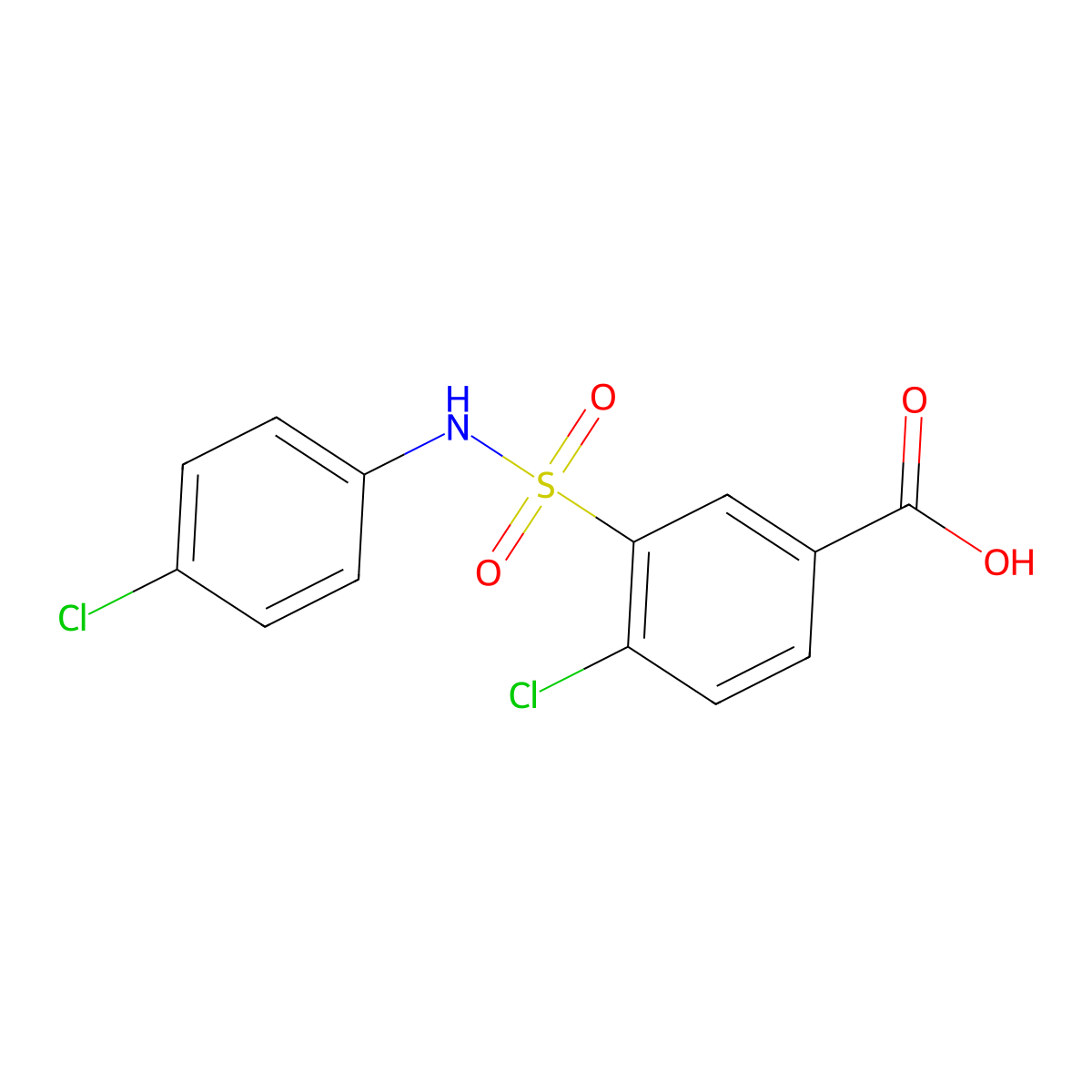 4-Chloro-3-[(4-chlorophenyl)sulfamoyl]benzoic acid molecular structure, CAS 325724-62-7