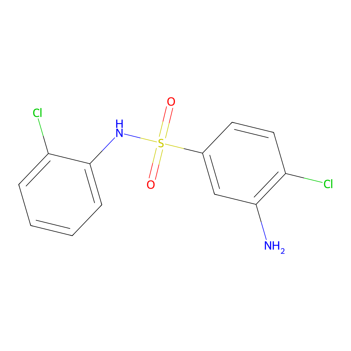 3-amino-4-chloro-N-(2-chlorophenyl)benzene-1-sulfonamide molecular structure, CAS 325724-69-4