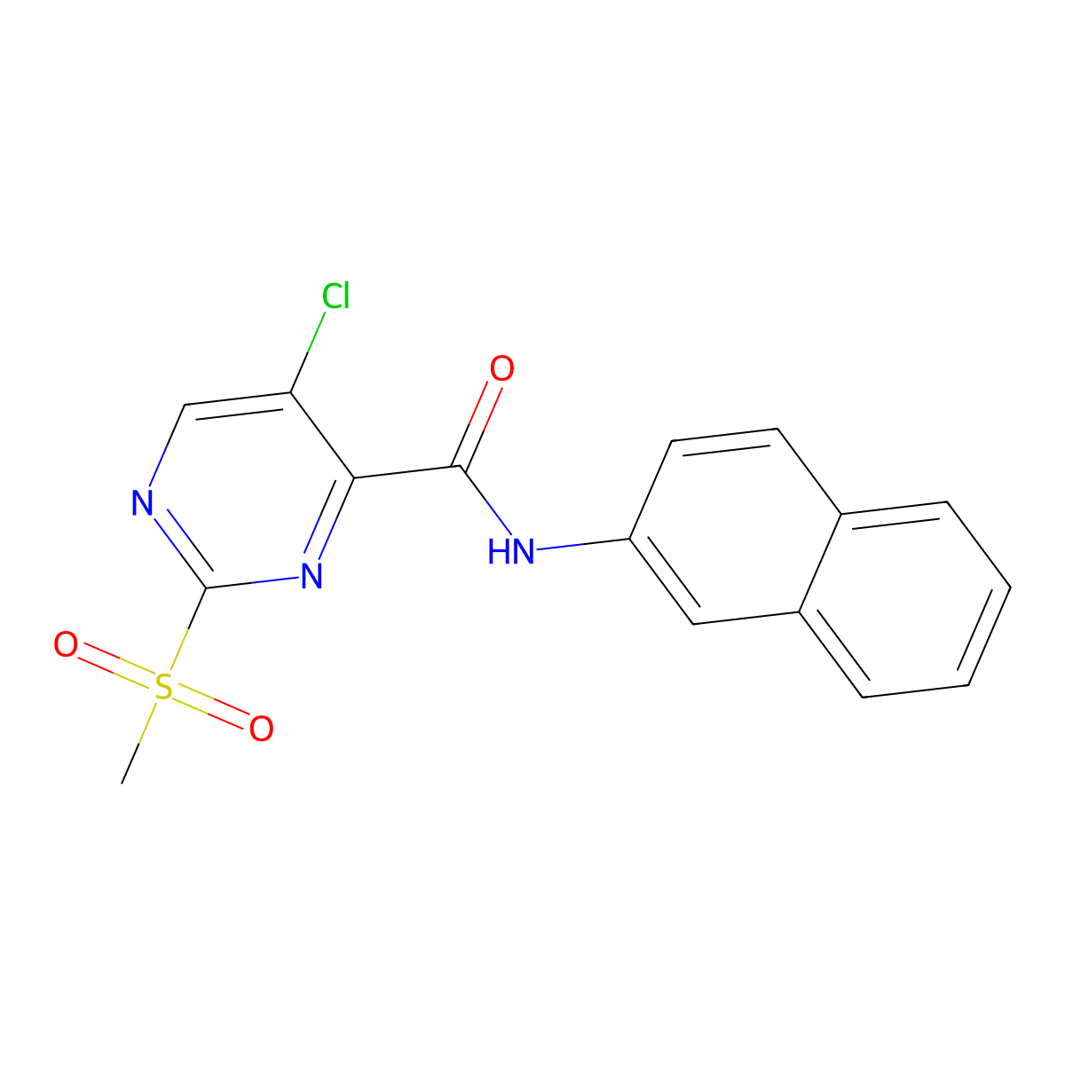 5-chloro-2-(methylsulfonyl)-N-2-naphthyl-4-pyrimidinecarboxamide molecular structure, CAS 325724-72-9
