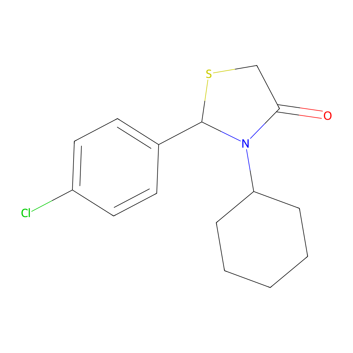 4-Thiazolidinone, 2-(4-chlorophenyl)-3-cyclohexyl- molecular structure, CAS 325725-27-7