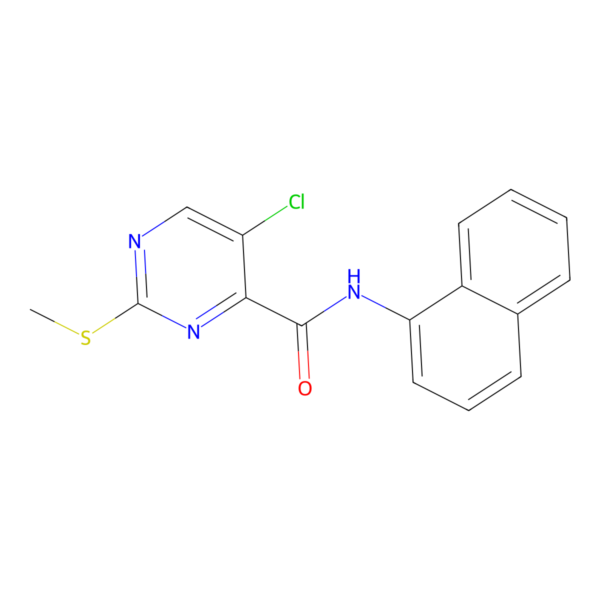5-chloro-2-(methylsulfanyl)-N-(naphthalen-1-yl)pyrimidine-4-carboxamide molecular structure, CAS 325725-31-3